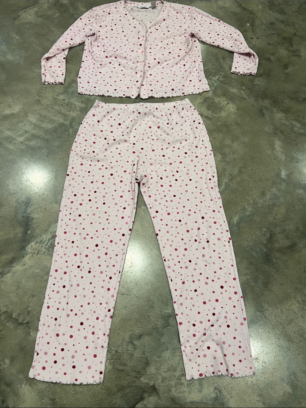 delicates Pink Polka Dot Two-Piece Pajama Set